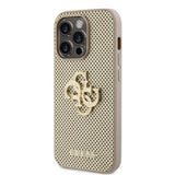 Apple iPhone 14 Pro Max Kılıf Guess Orjinal Lisanslı Delikli Yazı ve 4G Glitter Büyük Metal Logolu Kapak