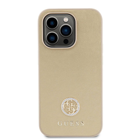 Apple iPhone 14 Pro Max Kılıf Guess Orjinal Lisanslı Deri 4G Metal Logo Strass Kapak