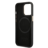 Apple iPhone 14 Pro Max Kılıf Guess Orjinal Lisanslı M-safe Şarj Özellikli 4G Desenli PU Metal Plaka Klasik Logolu Kapak