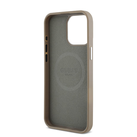Apple iPhone 14 Pro Max Kılıf Guess Orjinal Lisanslı M-safe Şarj Özellikli Grained Triangle Kapak