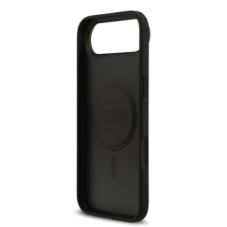 Apple iPhone 17 Air Kılıf Guess Orjinal Lisanslı M-safe Şarj Özellikli Taneli Çiçek Tasarımlı Metal Yazı Logolu Kapak