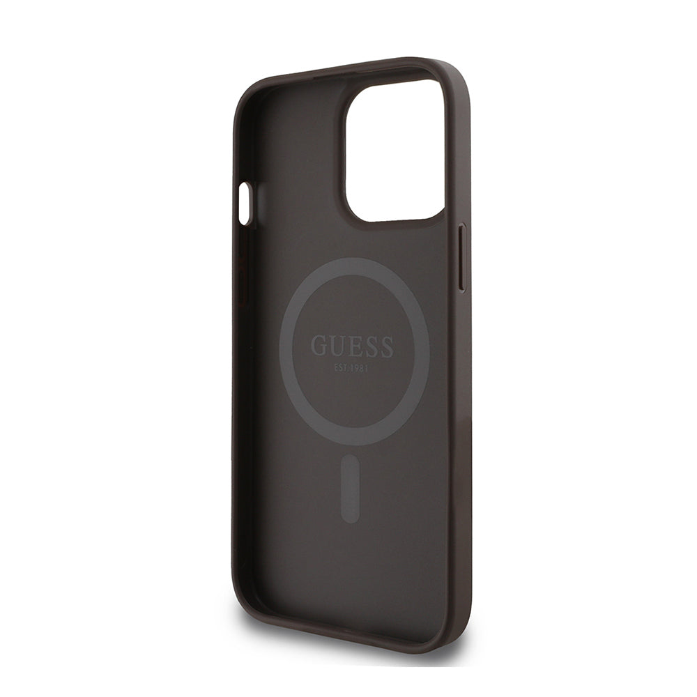 Apple iPhone 14 Pro Max Kılıf Guess Orjinal Lisanslı M-safe Şarj Özellikli 4G Desen Yazı Logolu Kapak