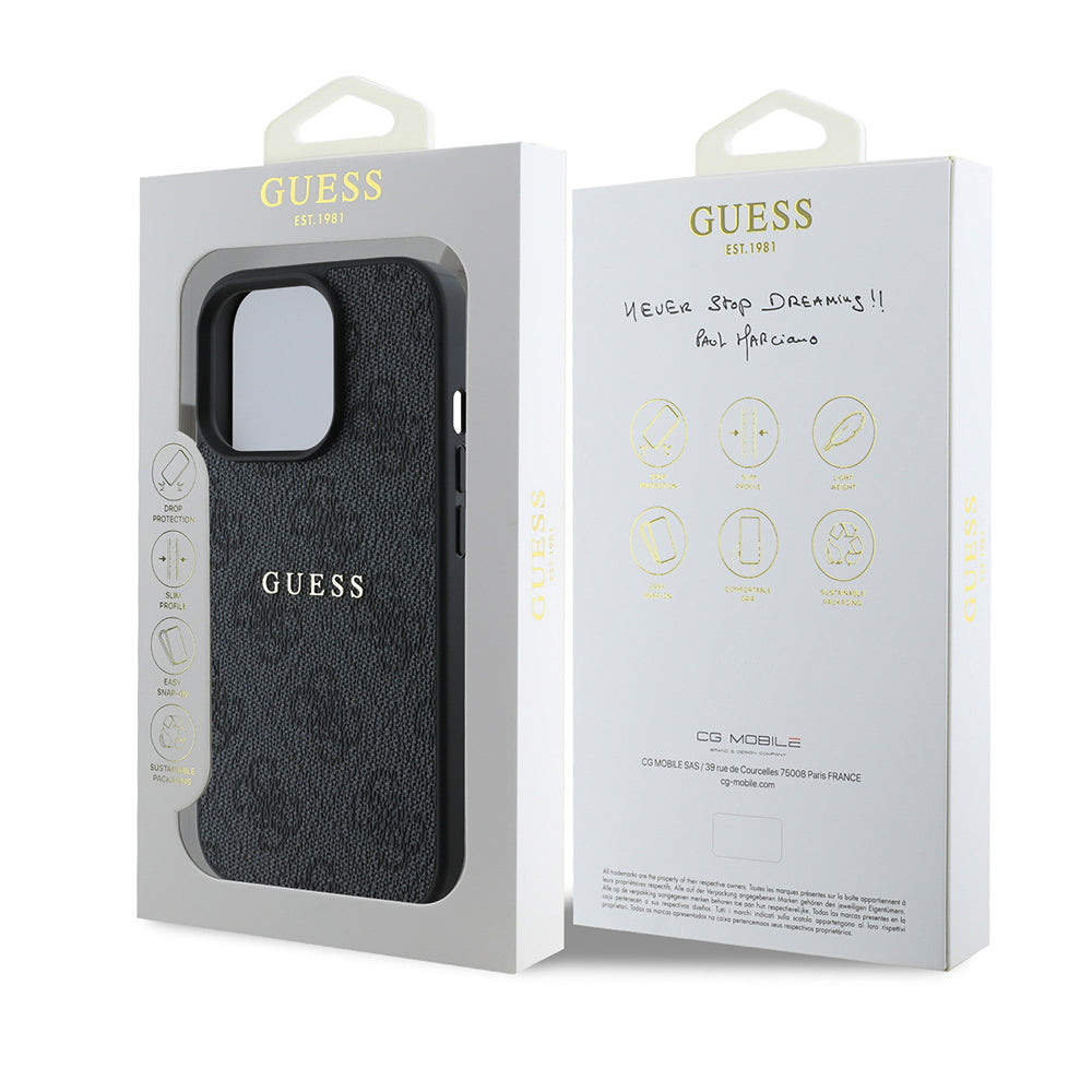 Apple iPhone 14 Pro Max Kılıf Guess Orjinal Lisanslı M-safe Şarj Özellikli 4G Desen Yazı Logolu Kapak