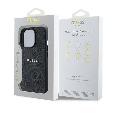 Apple iPhone 14 Pro Max Kılıf Guess Orjinal Lisanslı M-safe Şarj Özellikli 4G Desen Yazı Logolu Kapak