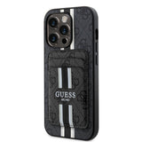 Apple iPhone 14 Pro Max Kılıf Guess Orjinal Lisanslı M-safe Şarj Özellikli 4G Desenli Çizgili Kartlıklı Kapak