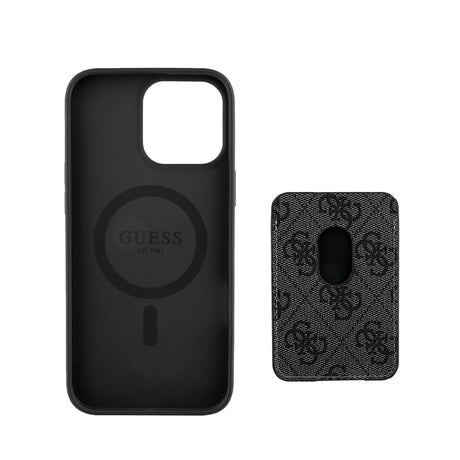 Apple iPhone 14 Pro Max Kılıf Guess Orjinal Lisanslı M-safe Şarj Özellikli 4G Desenli Çizgili Kartlıklı Kapak