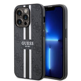 Apple iPhone 14 Pro Max Kılıf Guess Orjinal Lisanslı M-safe Şarj Özellikli 4G Şerit Tasarımlı Printed Kapak