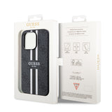 Apple iPhone 14 Pro Max Kılıf Guess Orjinal Lisanslı M-safe Şarj Özellikli 4G Şerit Tasarımlı Printed Kapak