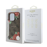 Apple iPhone 14 Pro Max Kılıf Guess Orjinal Lisanslı M-safe Şarj Özellikli Gül Baskılı 4G Desenli Yazı Logolu Kapak