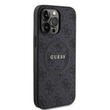 Apple iPhone 14 Pro Max Kılıf Guess Orjinal Lisanslı M-safe Şarj Özellikli PU Halkalı 4G Desenli Yazı Logolu Kapak