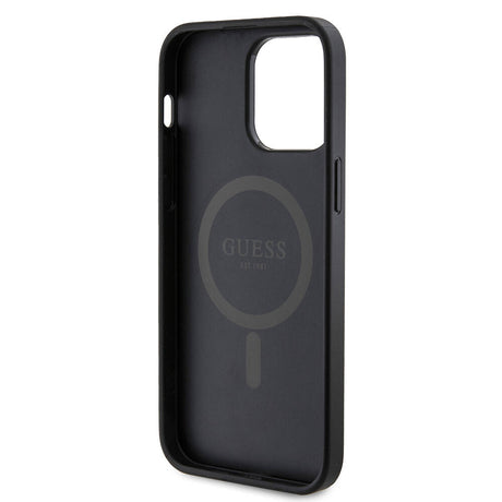 Apple iPhone 14 Pro Max Kılıf Guess Orjinal Lisanslı M-safe Şarj Özellikli PU Halkalı 4G Desenli Yazı Logolu Kapak