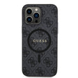 Apple iPhone 14 Pro Max Kılıf Guess Orjinal Lisanslı M-safe Şarj Özellikli PU Halkalı 4G Desenli Yazı Logolu Kapak