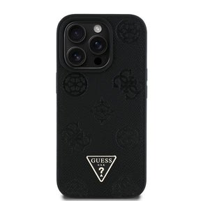 Apple iPhone 14 Pro Max Kılıf Guess Orjinal Lisanslı M-safe Şarj Özellikli Sıcak Baskılı Üçgen Logolu PU Deri Peony Kapak