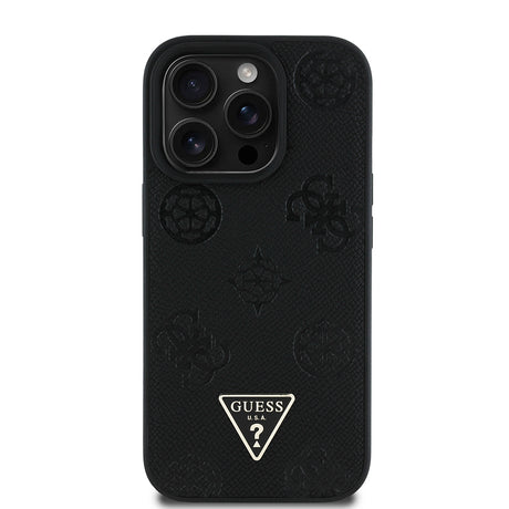 Apple iPhone 14 Pro Max Kılıf Guess Orjinal Lisanslı M-safe Şarj Özellikli Sıcak Baskılı Üçgen Logolu PU Deri Peony Kapak