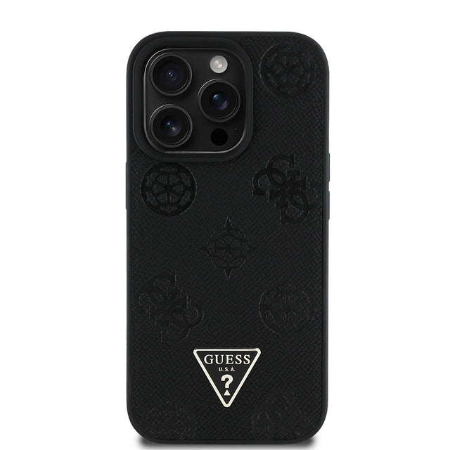 Apple iPhone 14 Pro Max Kılıf Guess Orjinal Lisanslı M-safe Şarj Özellikli Sıcak Baskılı Üçgen Logolu PU Deri Peony Kapak