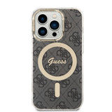 Apple iPhone 14 Pro Max Kılıf Guess Orjinal Lisanslı M-safe Şarj Özellikli Yazı Logolu 4G Desenli Kapak