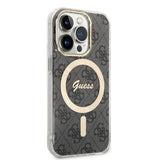 Apple iPhone 14 Pro Max Kılıf Guess Orjinal Lisanslı M-safe Şarj Özellikli Yazı Logolu 4G Desenli Kapak