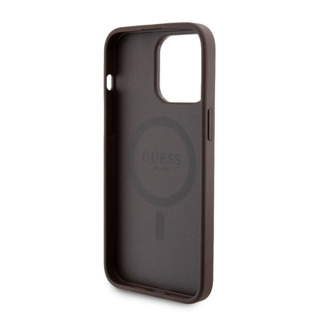 Apple iPhone 14 Pro Max Kılıf Guess Orjinal Lisanslı M-safe Şarj Özellikli Yazı Logolu 4G Desenli Kapak + Powerbank 5000mAh 2in1 Set