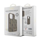 Apple iPhone 14 Pro Max Kılıf Guess Orjinal Lisanslı M-safe Şarj Özellikli Yazı Logolu 4G Desenli Kapak + Powerbank 5000mAh 2in1 Set