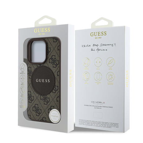 Apple iPhone 14 Pro Max Kılıf Guess Orjinal Lisanslı M-safe Şarj Özellikli Yazı Logolu Circle Classic Kapak