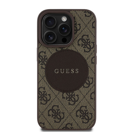 Apple iPhone 14 Pro Max Kılıf Guess Orjinal Lisanslı M-safe Şarj Özellikli Yazı Logolu Circle Classic Kapak