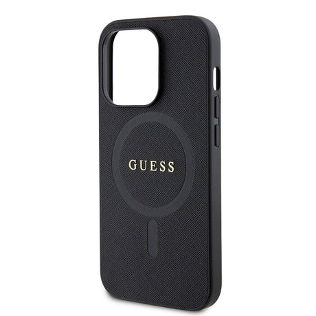 Apple iPhone 14 Pro Max Kılıf Guess Orjinal Lisanslı M-safe Şarj Özellikli Yazı Logolu Saffiano Kapak
