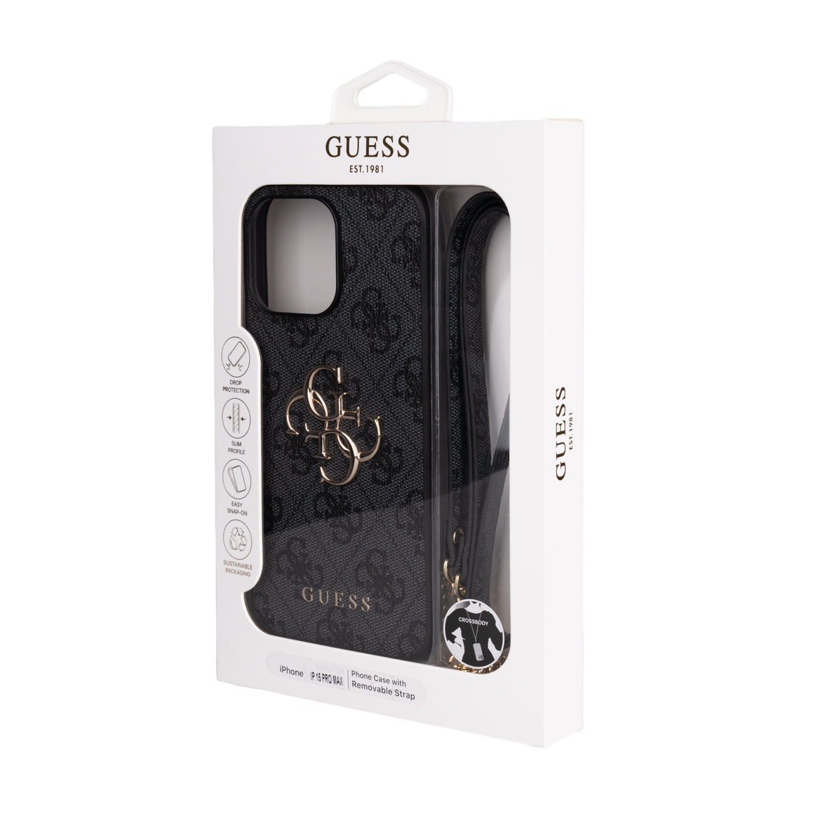 Apple iPhone 14 Pro Max Kılıf Guess Orjinal Lisanslı PU Deri 4G Büyük Metal Logolu Çapraz Vücut Askılı Kapak