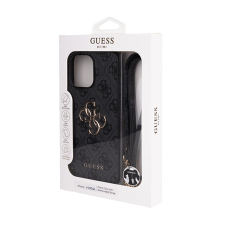 Apple iPhone 14 Pro Max Kılıf Guess Orjinal Lisanslı PU Deri 4G Büyük Metal Logolu Çapraz Vücut Askılı Kapak