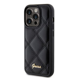 Apple iPhone 14 Pro Max Kılıf Guess Orjinal Lisanslı PU Deri Metal Yazı Logolu Kapitone Kapak