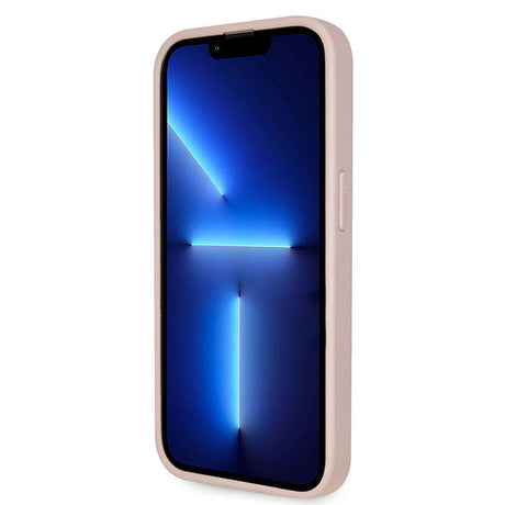 Apple iPhone 14 Pro Max Kılıf Guess Orjinal Lisanslı PU Deri Taşlı Üçgen Logo 4G Desenli Kapak