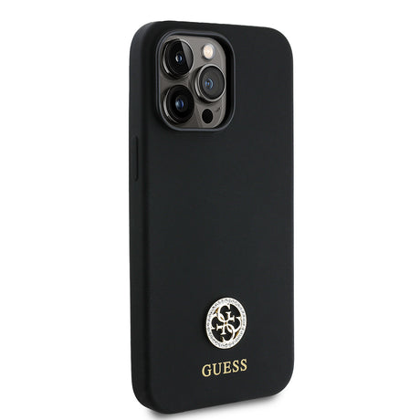 Apple iPhone 14 Pro Max Kılıf Guess Orjinal Lisanslı Yazı ve Taşlı 4G Logolu Silikon Kapak