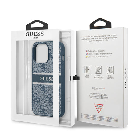 Apple iPhone 14 Pro Max Kılıf GUESS PU Deri Çizgili Logo Dizaynlı Kapak