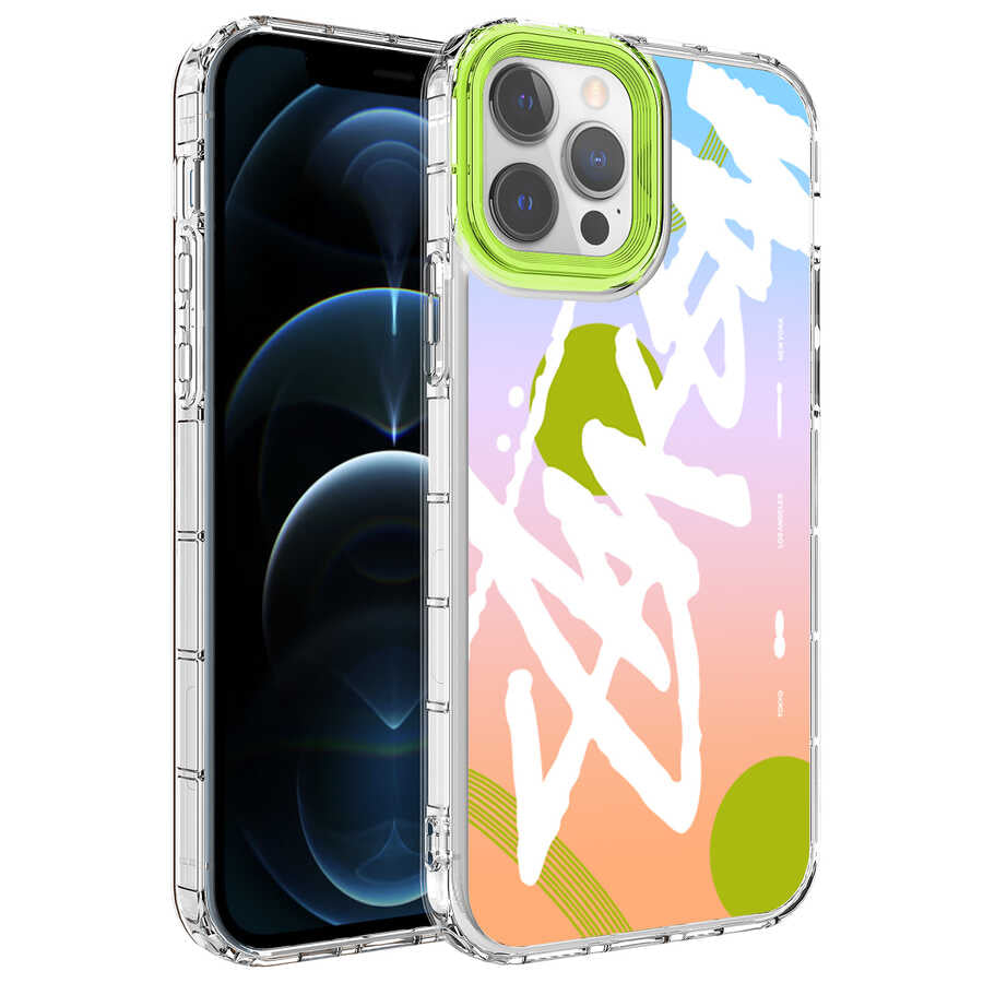 Apple iPhone 14 Pro Max Kılıf Kamera Korumalı Renkli Desenli Sert Silikon Zore Korn Kapak