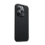 Apple iPhone 14 Pro Max Kılıf Karbon Fiber M-safe Şarj Özellikli Benks 600D Hybrid Kevlar Kapak