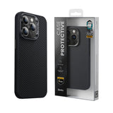 Apple iPhone 14 Pro Max Kılıf Karbon Fiber M-safe Şarj Özellikli Benks Hybrid ArmorPro 600D Kevlar Kapak