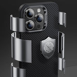 Apple iPhone 14 Pro Max Kılıf Karbon Fiber M-safe Şarj Özellikli Benks Hybrid ArmorPro 600D Kevlar Kapak