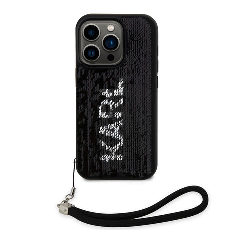 Apple iPhone 14 Pro Max Kılıf Karl Lagerfeld El Askısı İpli Hareketli Pullu Dizayn Kapak
