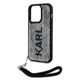 Apple iPhone 14 Pro Max Kılıf Karl Lagerfeld El Askısı İpli Hareketli Pullu Dizayn Kapak
