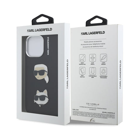 Apple iPhone 14 Pro Max Kılıf Karl Lagerfeld Orjinal Lisanslı K&C Heads Pin Kapak