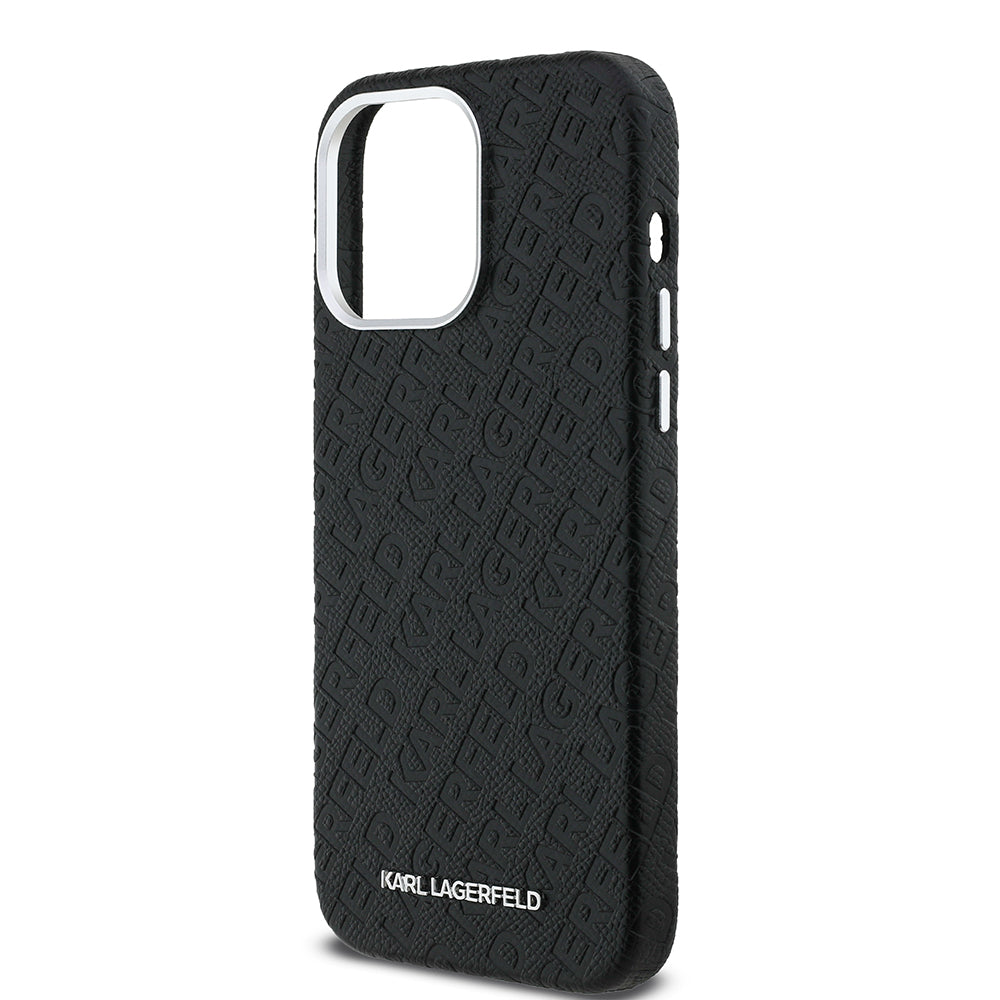 Apple iPhone 14 Pro Max Kılıf Karl Lagerfeld Orjinal Lisanslı PU Deri Damgalı Metal Yazı Logolu Kapak