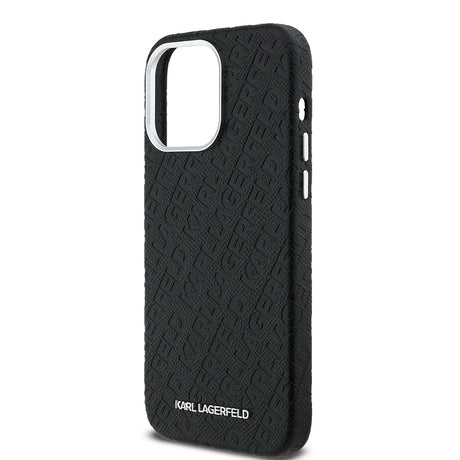 Apple iPhone 14 Pro Max Kılıf Karl Lagerfeld Orjinal Lisanslı PU Deri Damgalı Metal Yazı Logolu Kapak