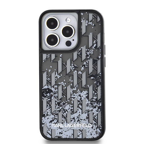 Apple iPhone 14 Pro Max Kılıf Karl Lagerfeld Orjinal Lisanslı Simli KL Yazılı Monogram Gradıent Kapak