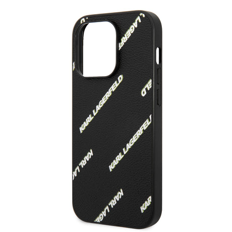 Apple iPhone 14 Pro Max Kılıf Karl Lagerfeld PU Suni Deri Logolu Dizayn Kapak