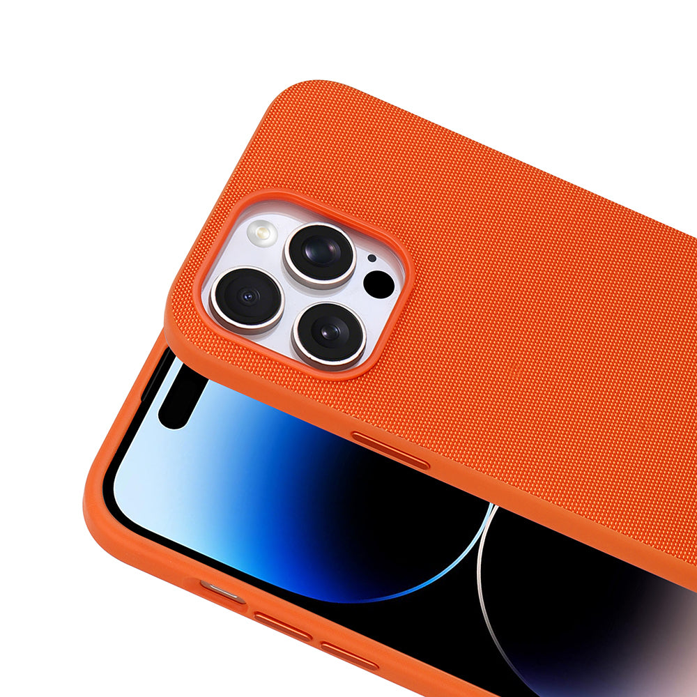 Apple iPhone 14 Pro Max Kılıf M-Safe Şarj Özellikli Kumaş Tasarımlı Zore Miami Sert PC Kapak