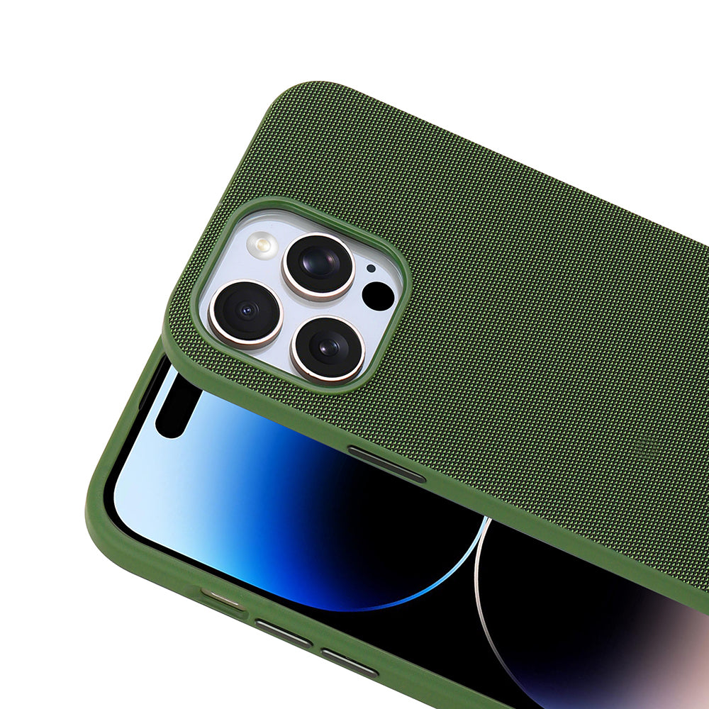 Apple iPhone 14 Pro Max Kılıf M-Safe Şarj Özellikli Kumaş Tasarımlı Zore Miami Sert PC Kapak