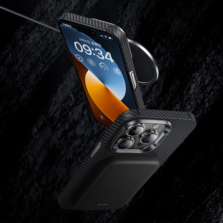 Apple iPhone 14 Pro Max Kılıf M-safe Özellikli Karbon Fiber Benks 600D Essential Kevlar Kapak