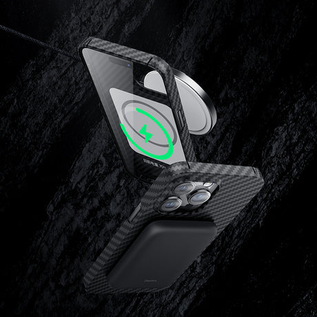Apple iPhone 14 Pro Max Kılıf M-safe Özellikli Karbon Fiber Benks Essential Kevlar Kapak