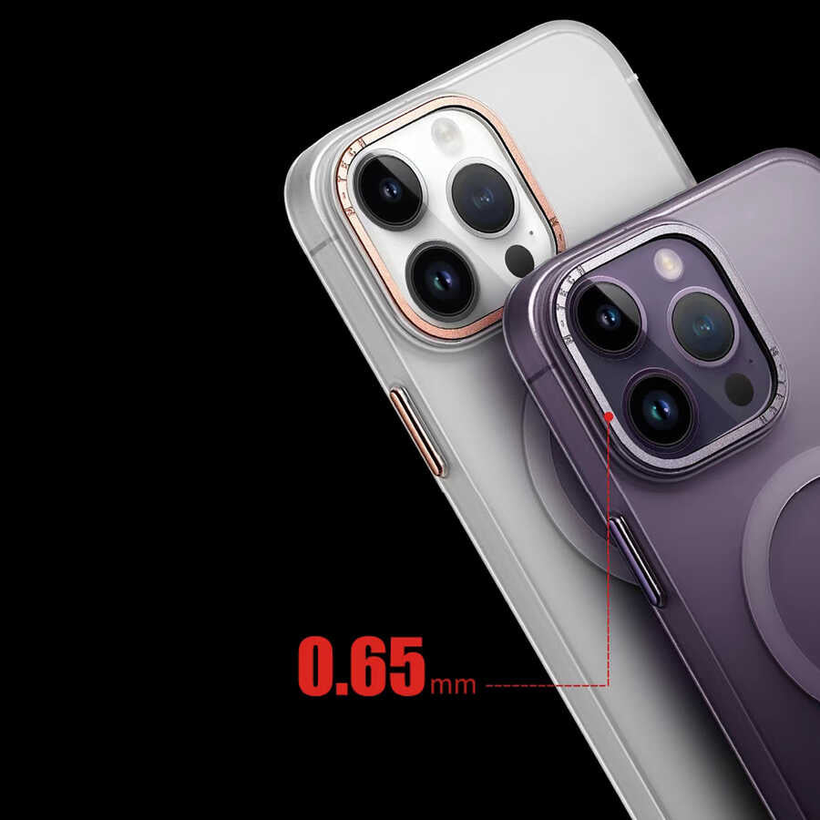 Apple iPhone 14 Pro Max Kılıf M-safe Şarj Özellikli Buzlu Sert PC Zore Tuval Kapak