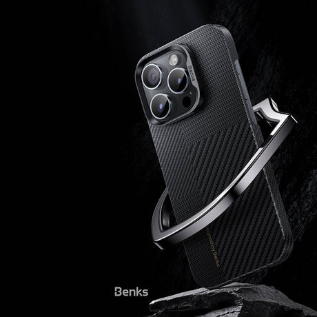 Apple iPhone 14 Pro Max Kılıf M-safe Şarj Özellikli Karbon Fiber Benks Montage ArmorAir Kevlar Kapak