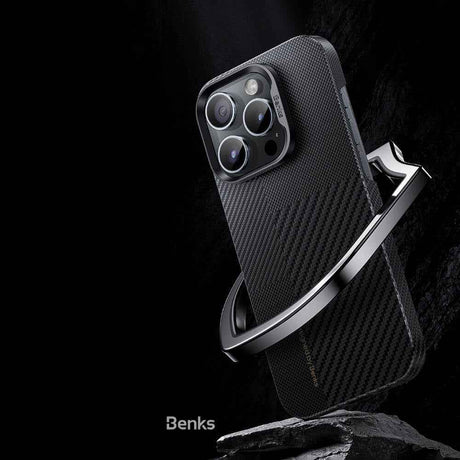 Apple iPhone 14 Pro Max Kılıf M-safe Şarj Özellikli Karbon Fiber Benks Montage ArmorAir Kevlar Kapak